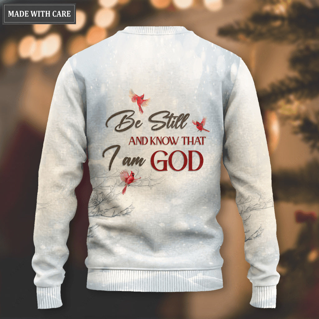 Cardinal Jesus Christ Be Still And Know That I Am God Wool Sweatshirt