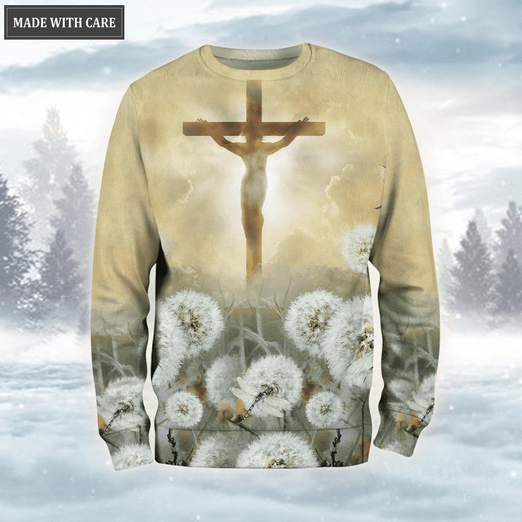 Dandelion Dragonfly Jesus Cross Let Your Faith Be Bigger Than Your Fear Hoodie