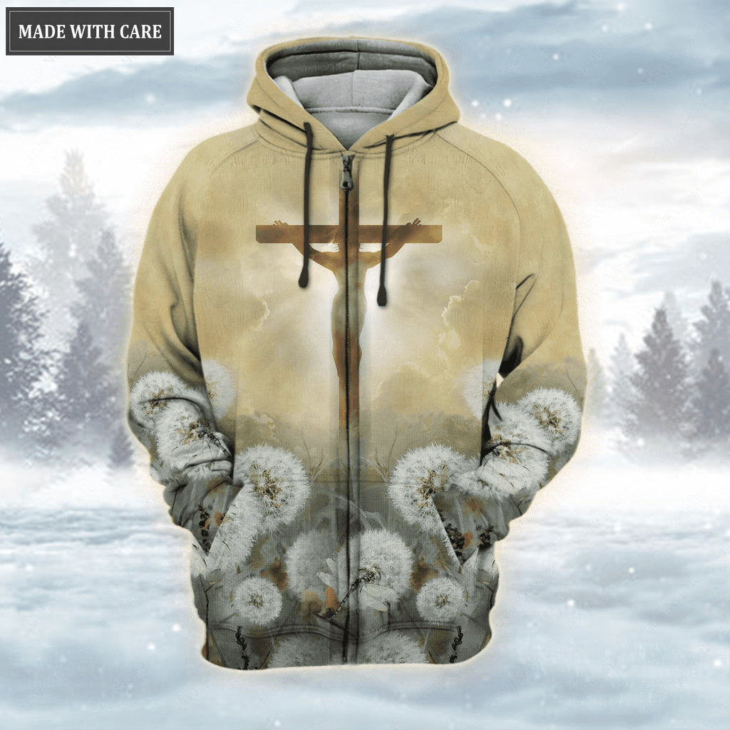Dandelion Dragonfly Jesus Cross Let Your Faith Be Bigger Than Your Fear Hoodie