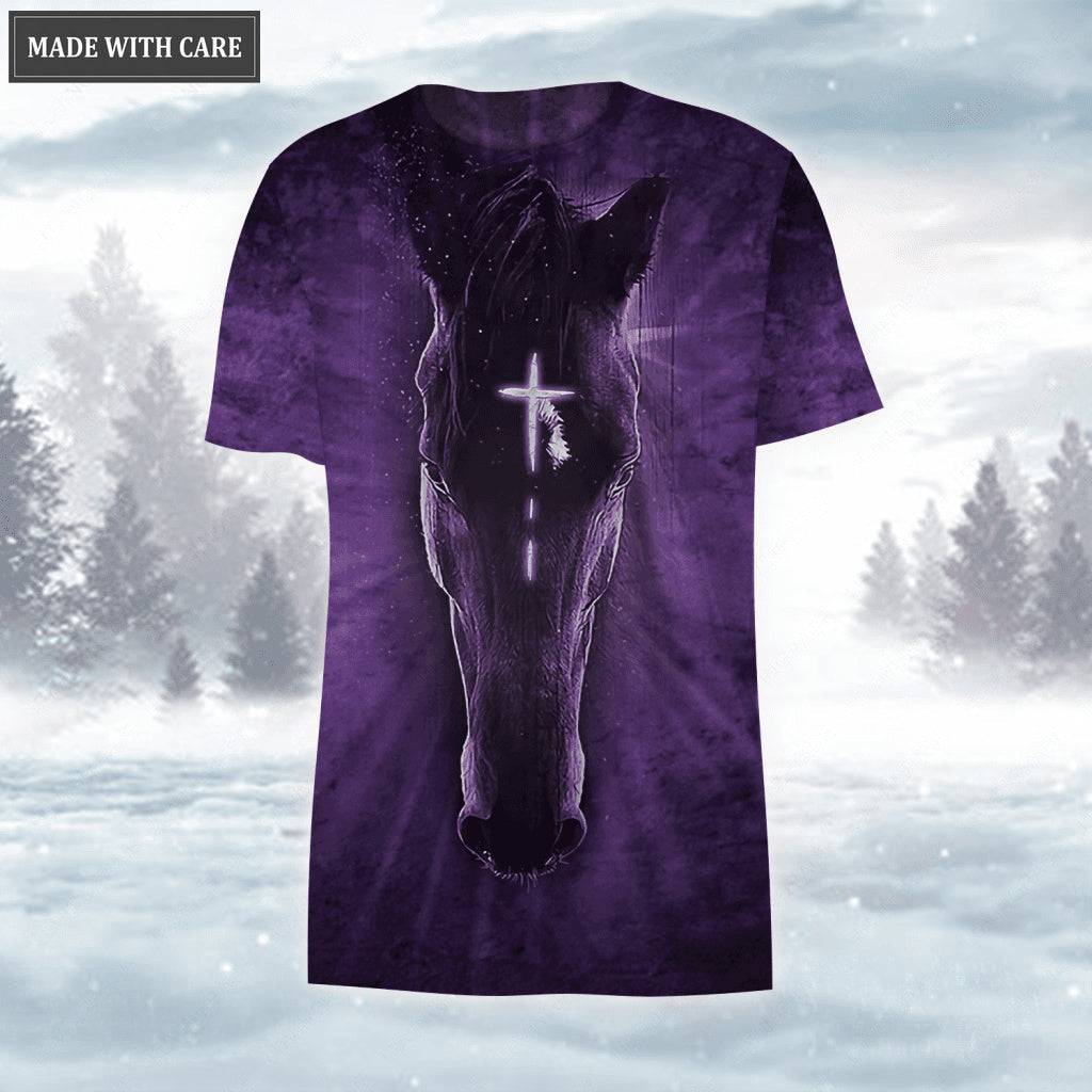 Purple Cross Horse Faith Over Fear Hoodie