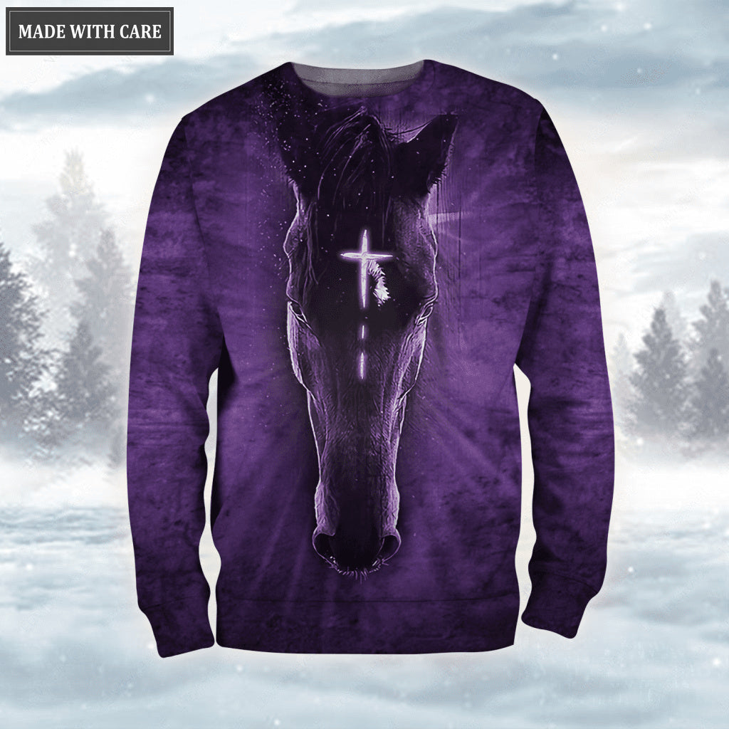 Purple Cross Horse Faith Over Fear Hoodie