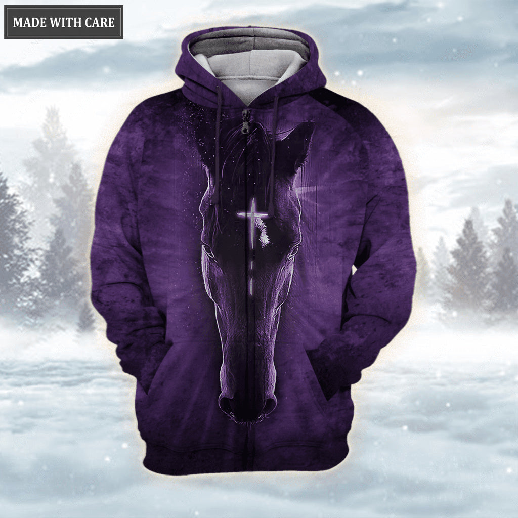 Purple Cross Horse Faith Over Fear Hoodie