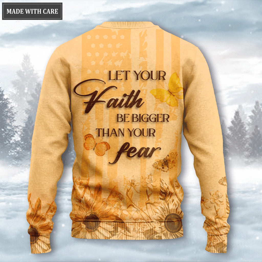 Sunflower Butterfly Jesus Cross Crown Of Thorns Faith Wool Sweatshirt