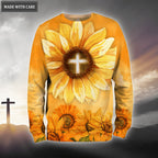 Sunflower Cross Christ Crown Of Thorns Way Maker Miracle Worker Hoodie