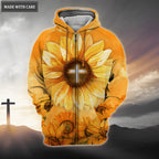 Sunflower Cross Christ Crown Of Thorns Way Maker Miracle Worker Hoodie