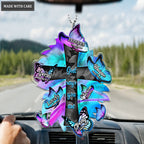 Holographic Cross And Butterflies God Says You Are Ornament