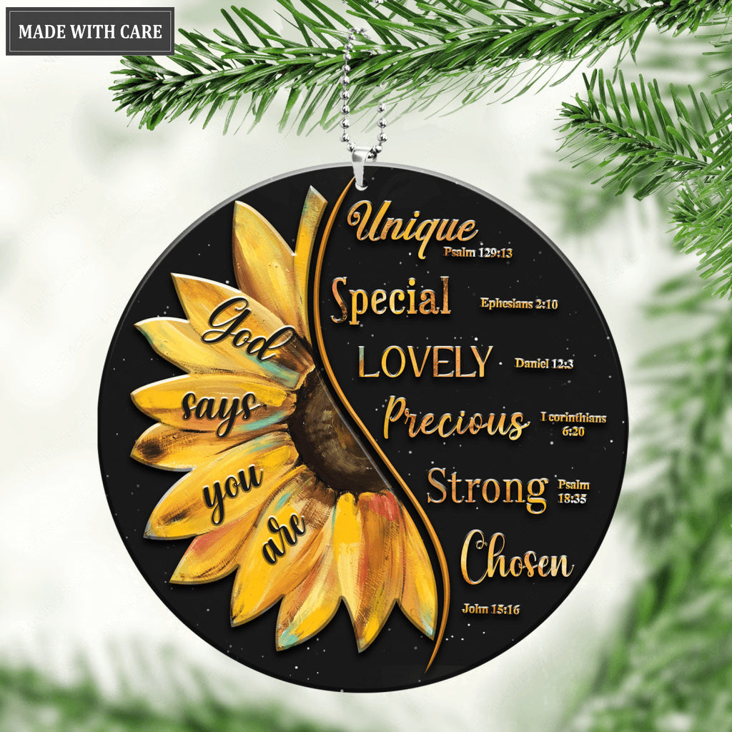 Sunflower You Are Chosen Ornament