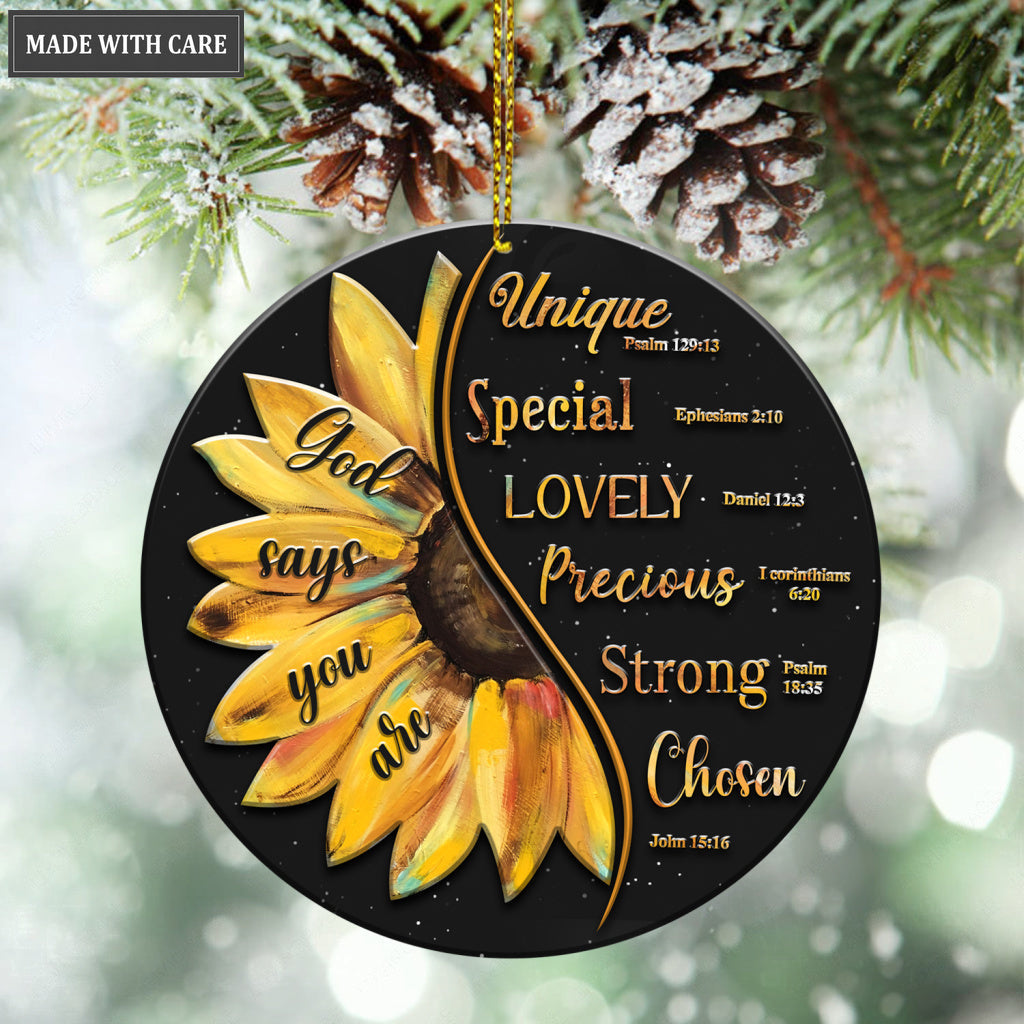 Sunflower You Are Chosen Ornament