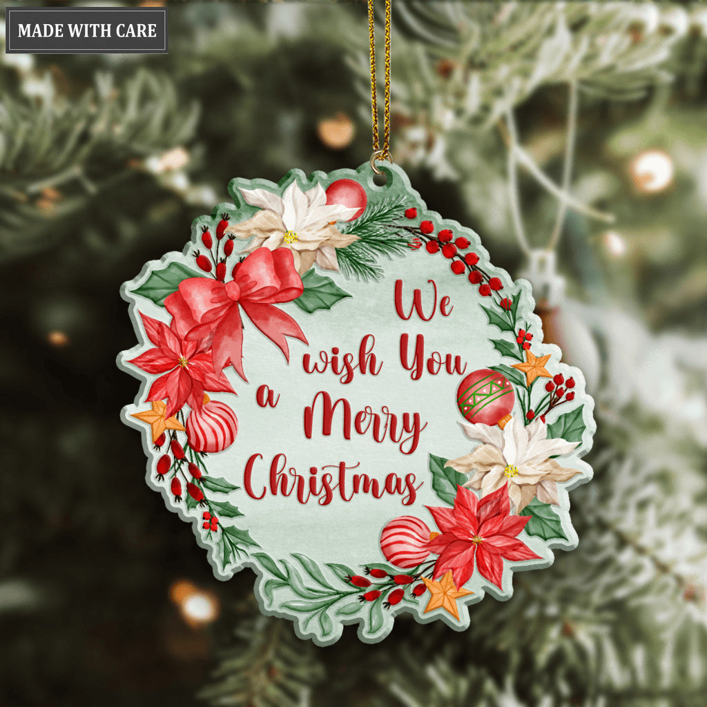 Christmas Floral Wish You A Merry Christmas Ornament