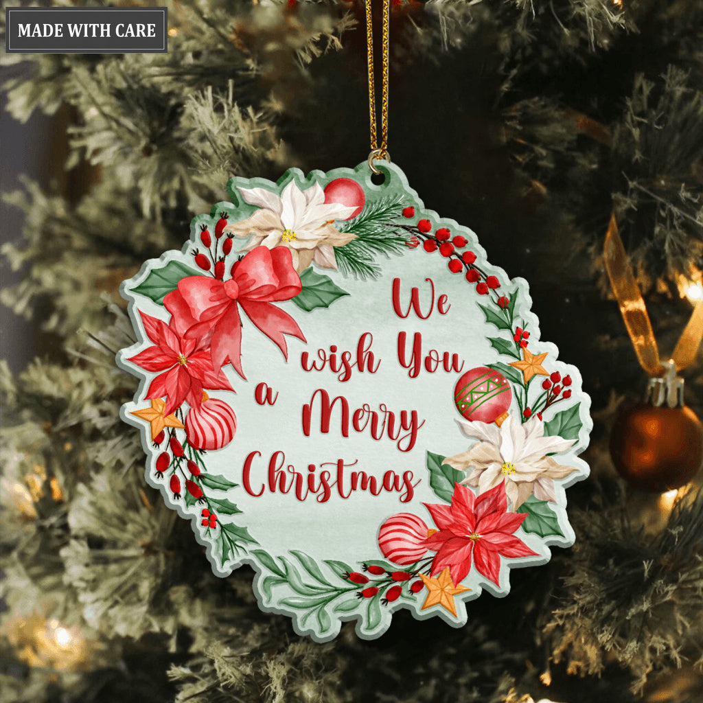 Christmas Floral Wish You A Merry Christmas Ornament