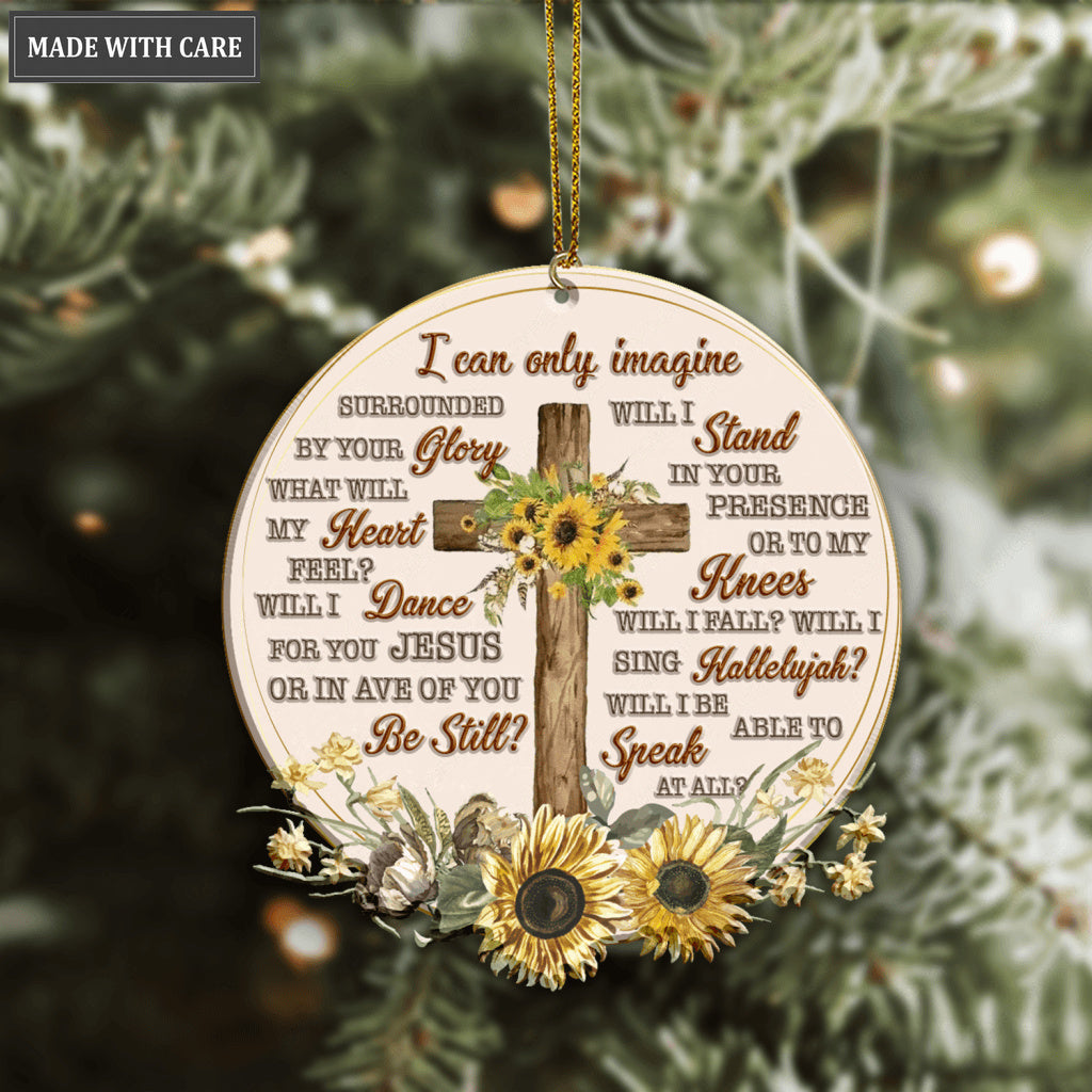 Vintage Sunflower Cross I Can Only Imagine Ornament