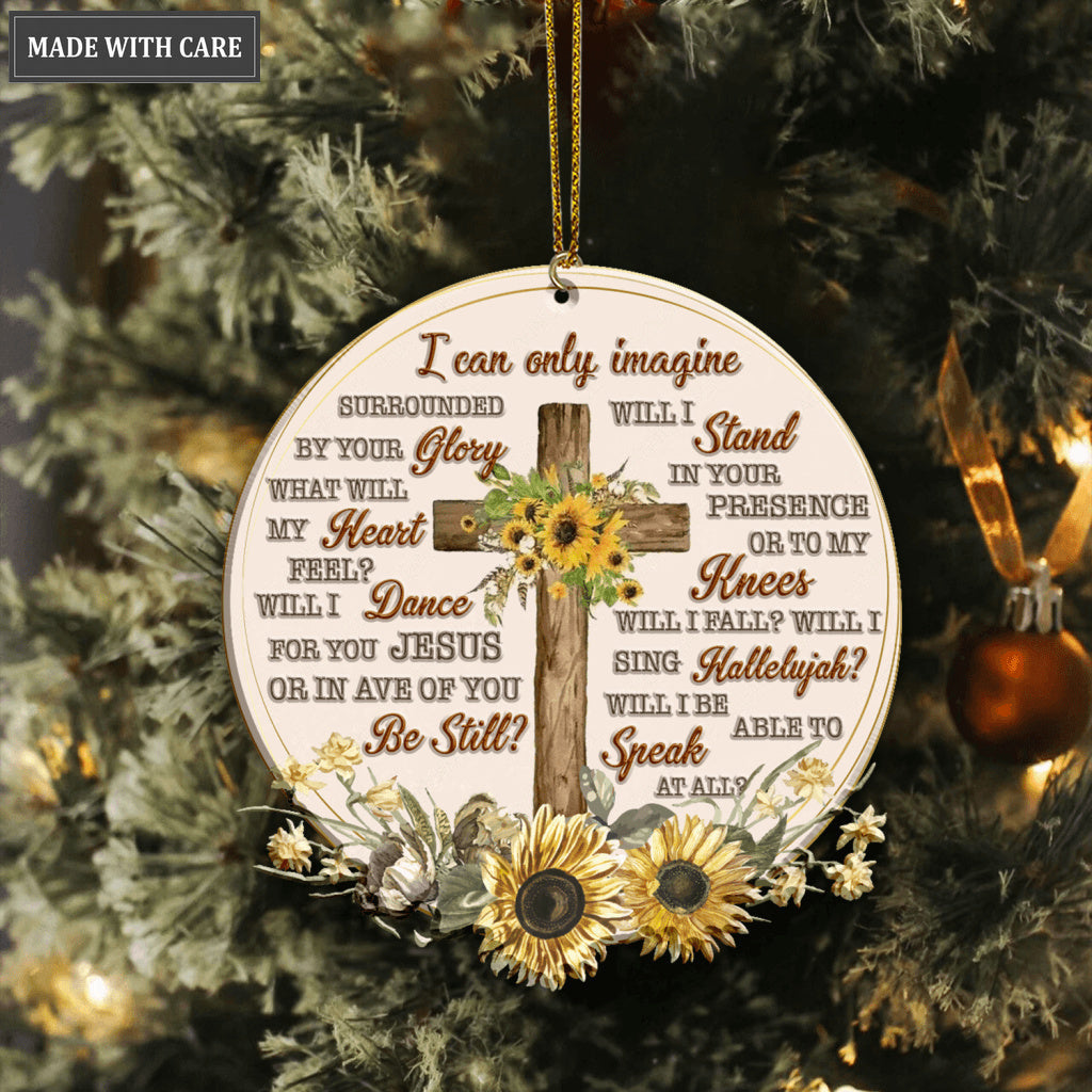 Vintage Sunflower Cross I Can Only Imagine Ornament