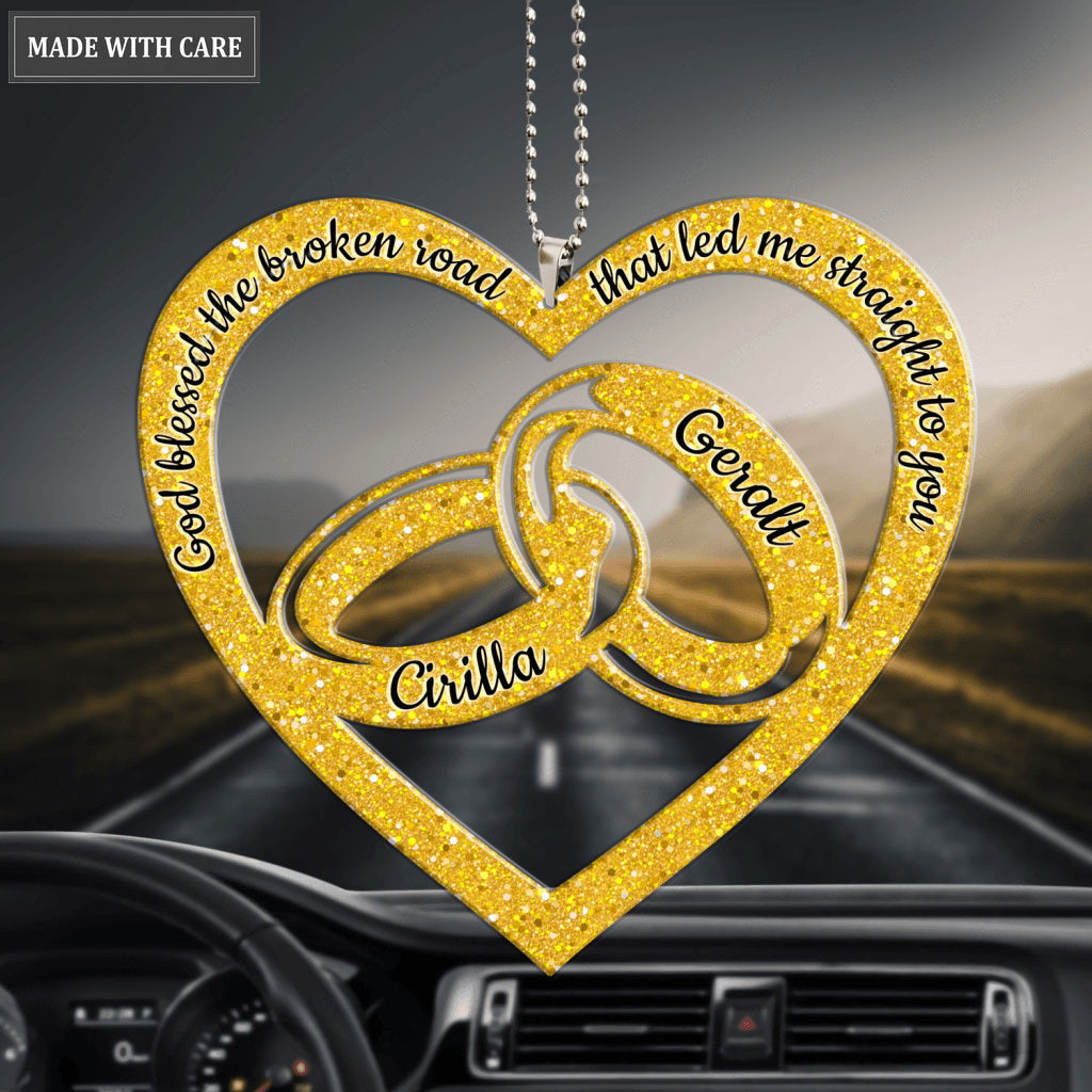 Golden Couple Rings God Blessed Personalized Ornament