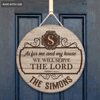 Personalized Elegant Frame Serve The Lord Wood Circle Sign