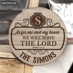 Personalized Elegant Frame Serve The Lord Wood Circle Sign