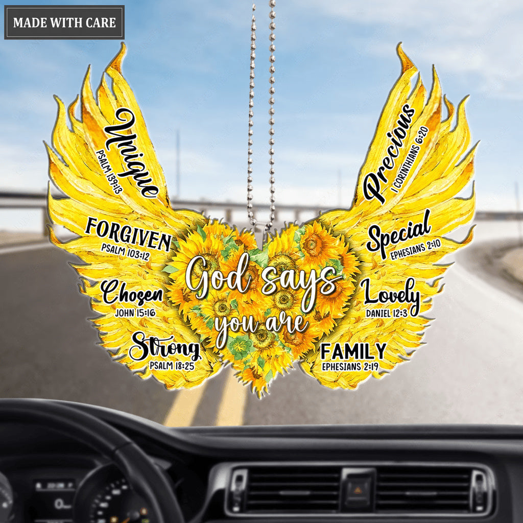 Sunflower Heart With Wings God Says You Are Ornament