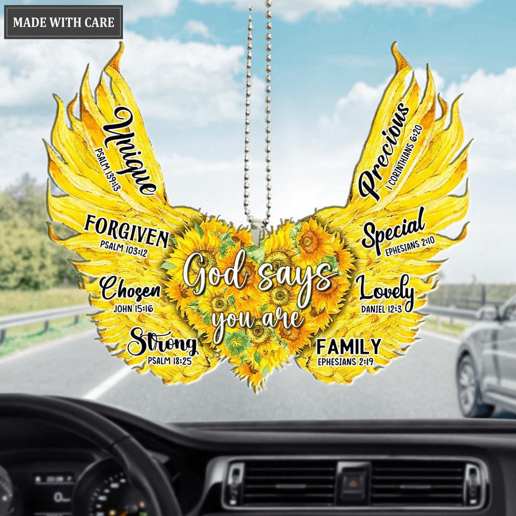 Sunflower Heart With Wings God Says You Are Ornament