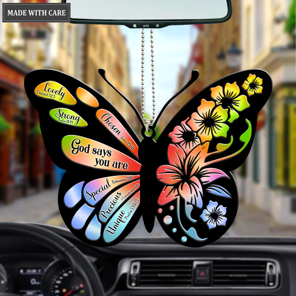 Floral Butterfly Silhouette God Says You Are Ornament