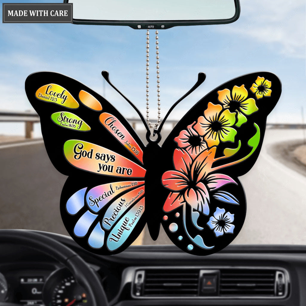 Floral Butterfly Silhouette God Says You Are Ornament