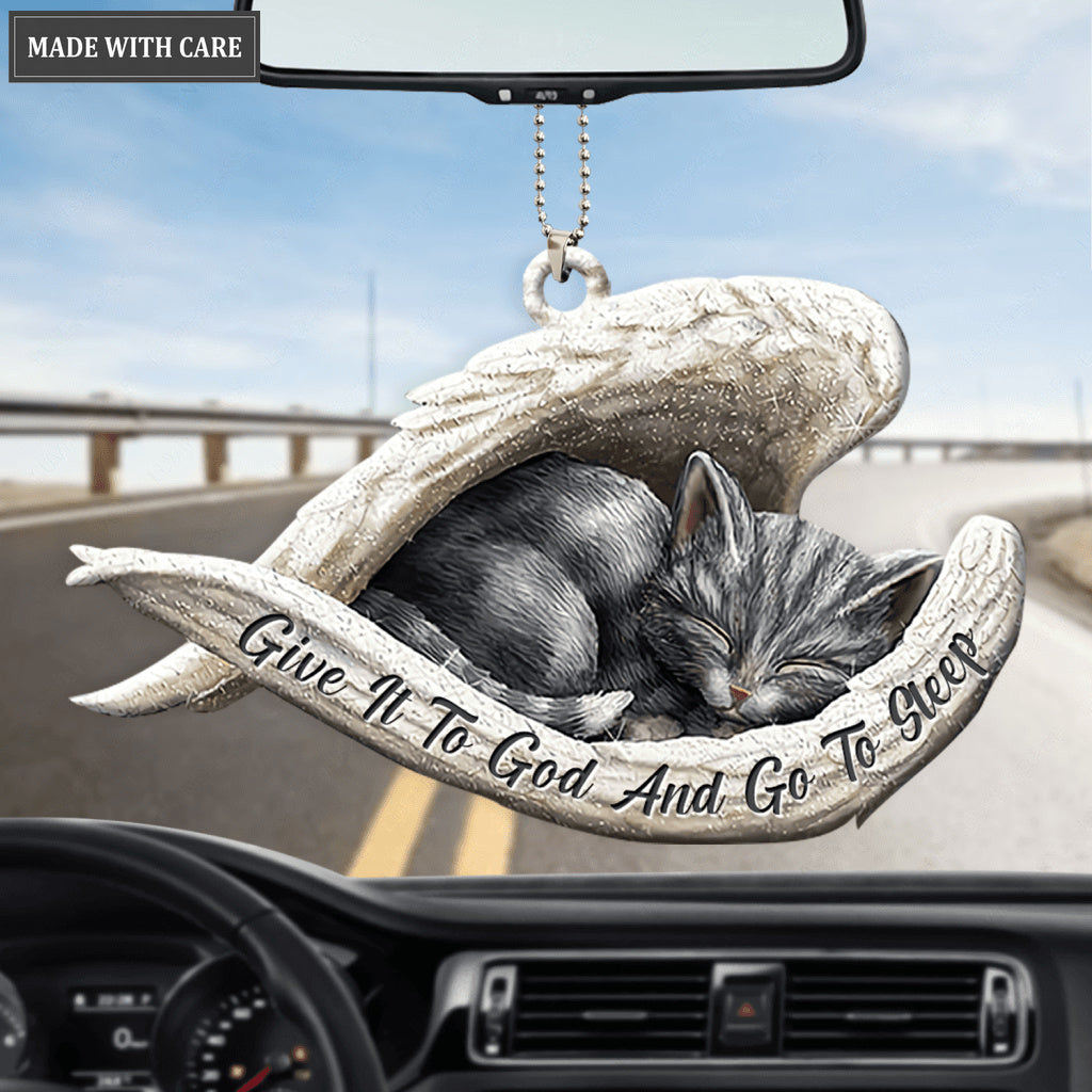 Give It To God And Go To Sleep Cat Sleeping Angel Ornament