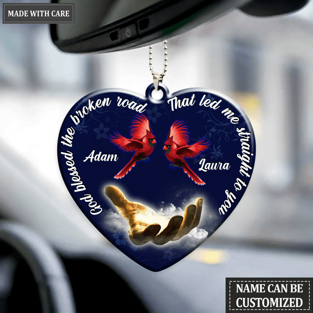 Personalized God Blessed Cardinal Couple Christian Ornament