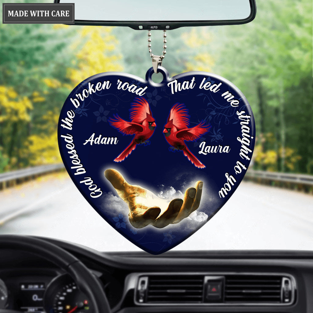 Personalized God Blessed Cardinal Couple Christian Ornament