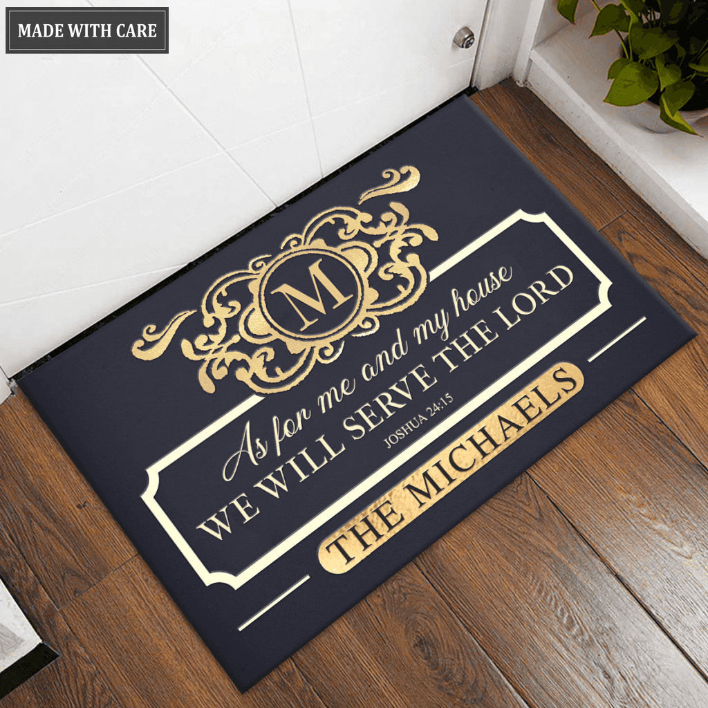 Monogram Initial As For Me And My House Personalized Doormat