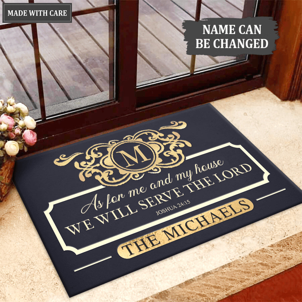 Monogram Initial As For Me And My House Personalized Doormat