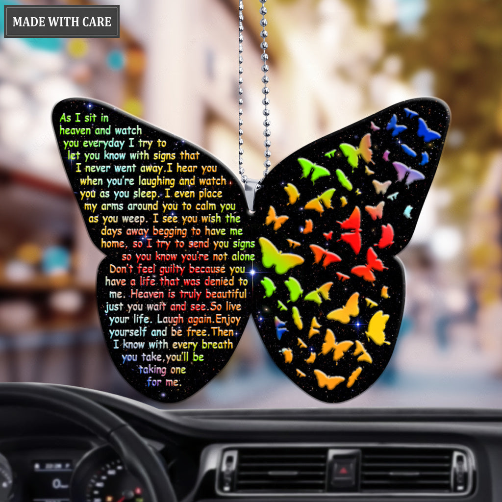 As I Sit In Heaven Butterfly Rainbow Ornament