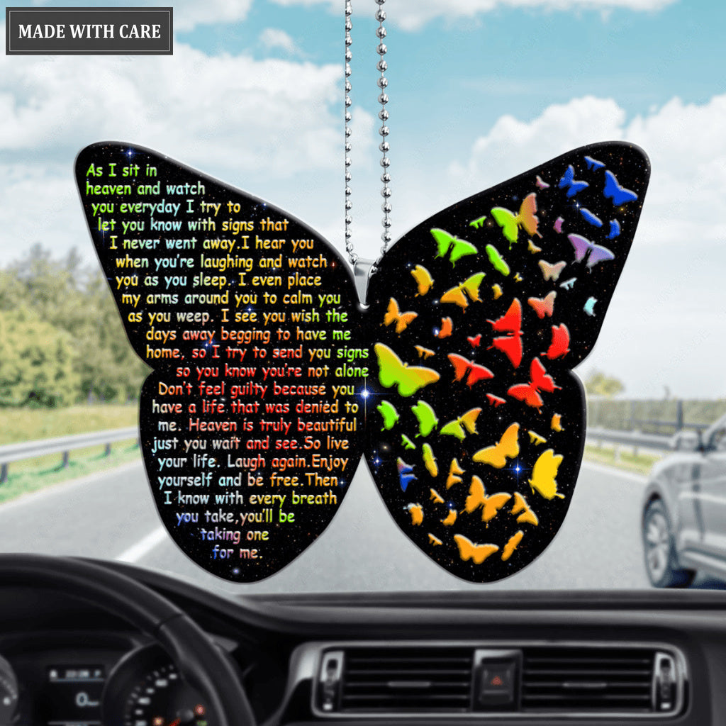 As I Sit In Heaven Butterfly Rainbow Ornament