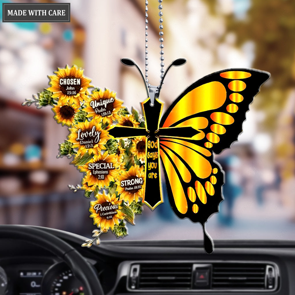 Faith Christian Sunflower Cross Monarch God Says You Are Ornament
