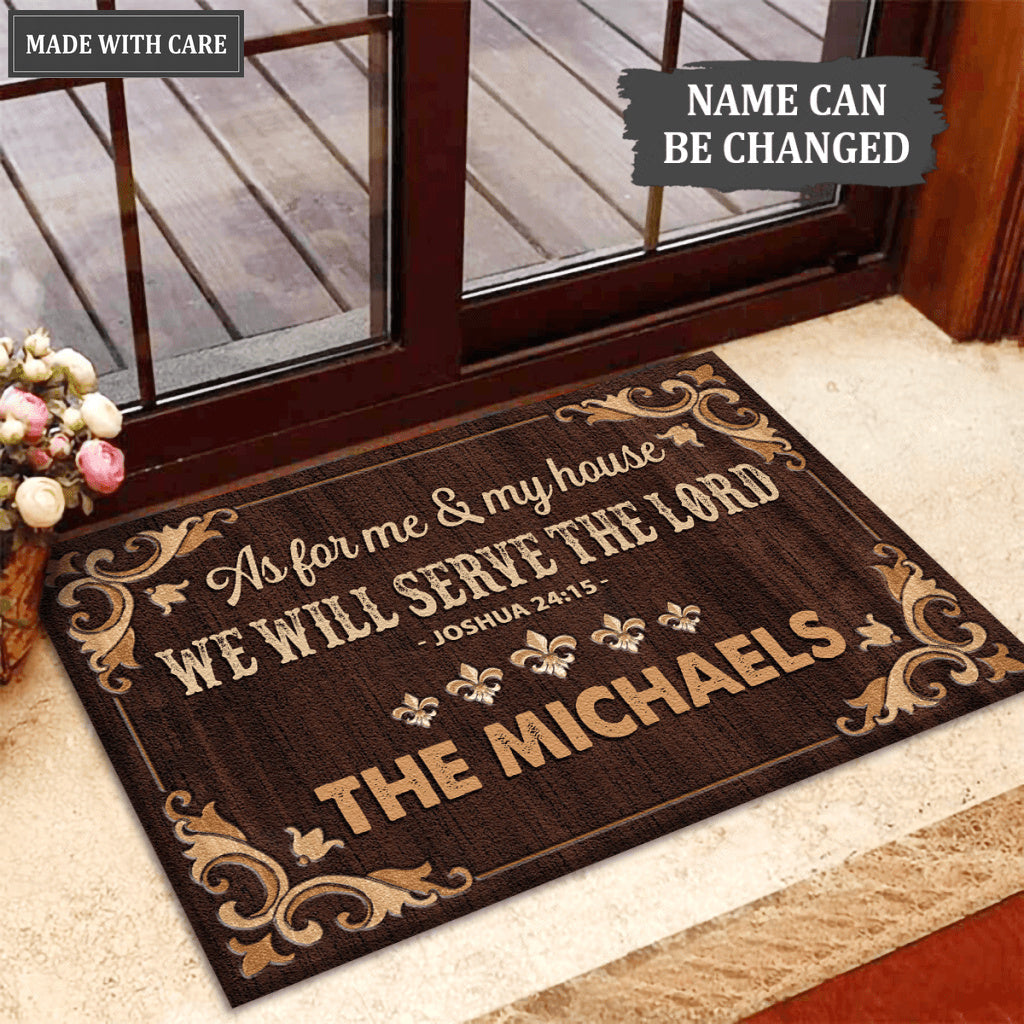 Personalized Brown Serve The Lord Indoor Oriental Area Doormat