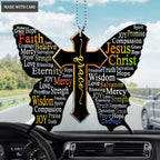 Rainbow Grace Butterfly Jesus Cross Ornament