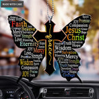 Rainbow Grace Butterfly Jesus Cross Ornament