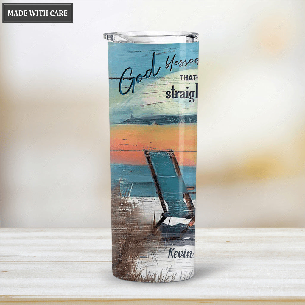 Personalized Blessed The Broken Road Skinny Tumbler