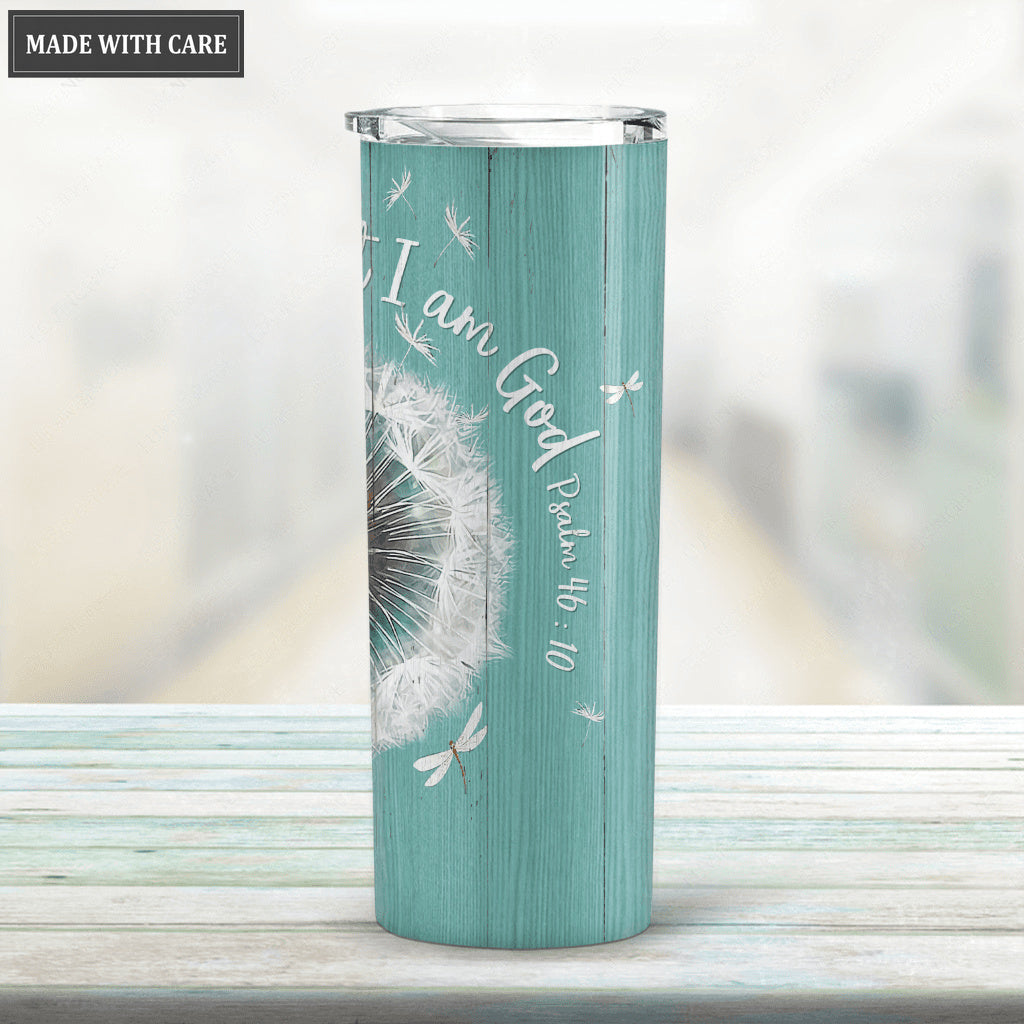Personalized Circle Be Still Dandelion Skinny Tumbler