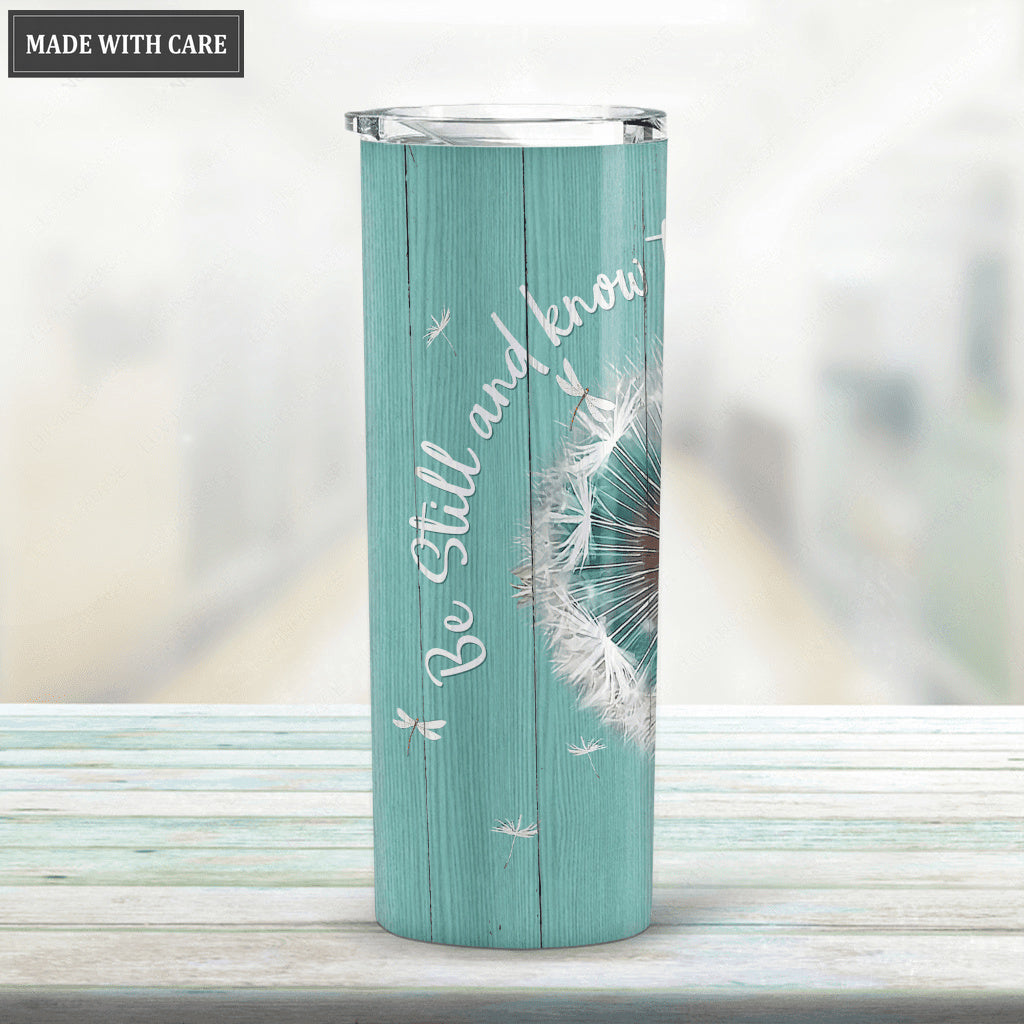 Personalized Circle Be Still Dandelion Skinny Tumbler