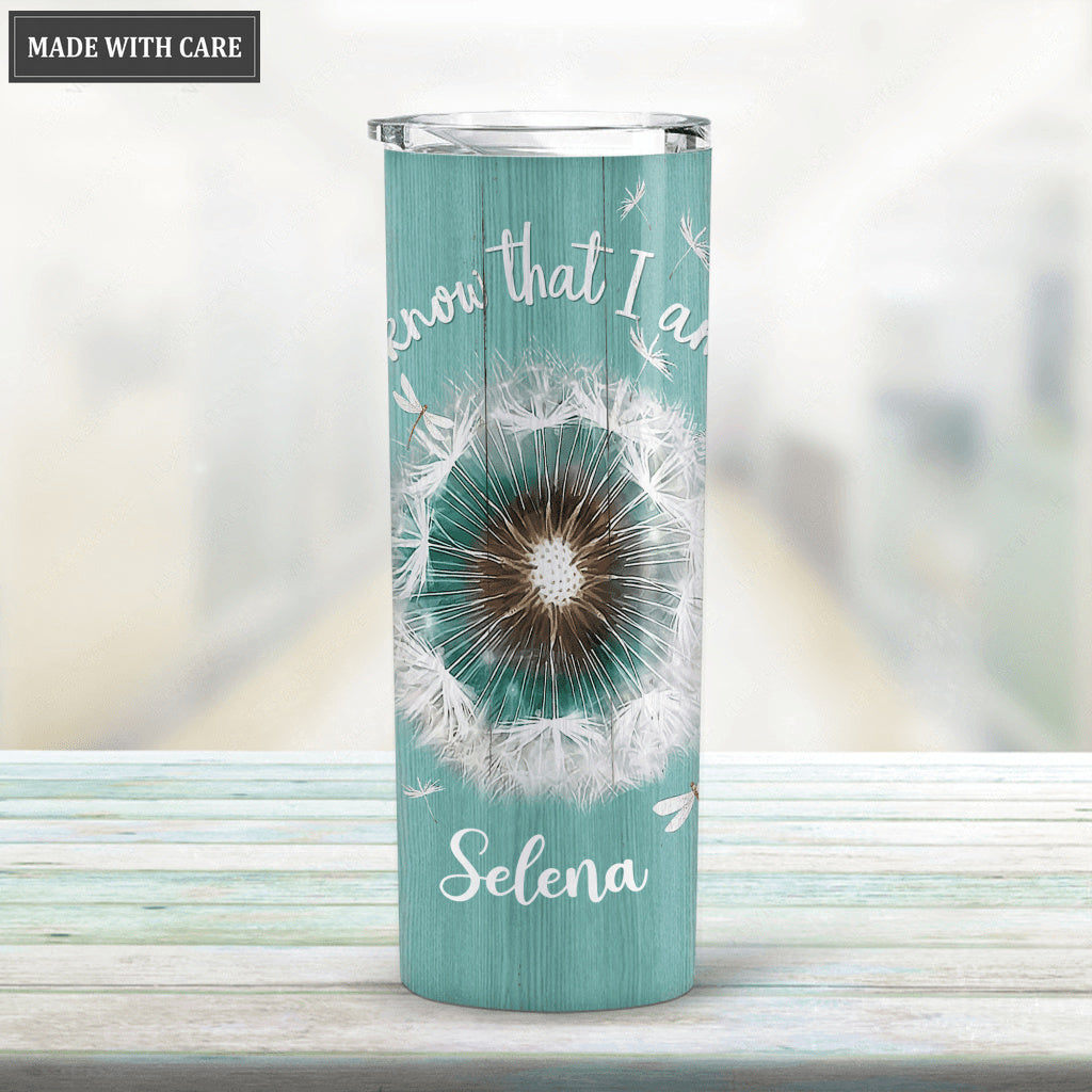 Personalized Circle Be Still Dandelion Skinny Tumbler