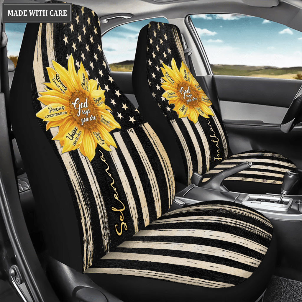 Sunflower God says you are Personalized Car Seat Cover