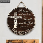 Personalized Cross Living Tree Serve The Lord Circle Sign
