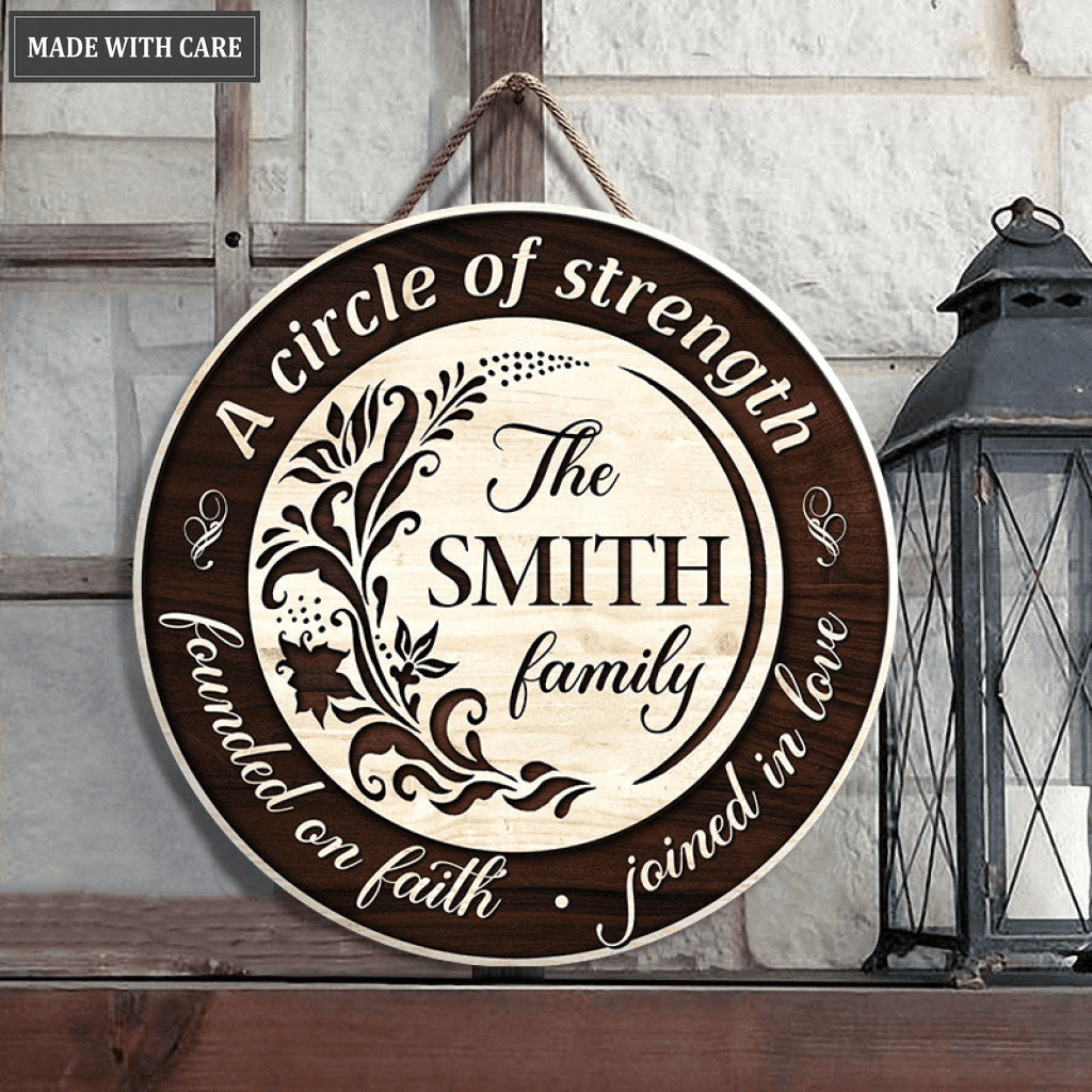 Personalized Founded On Faith Circle Sign