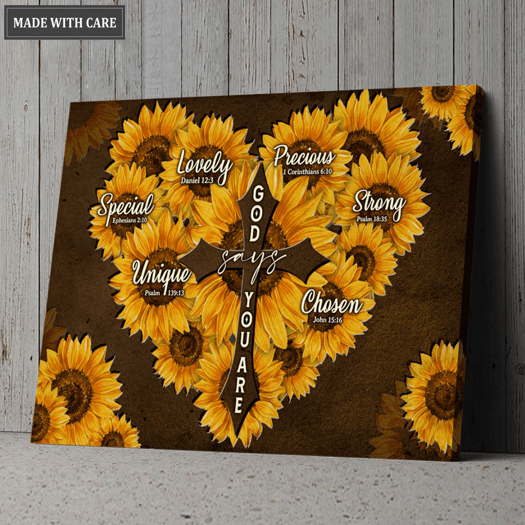 Sunflower Heart God Says You Are Special Wall Art