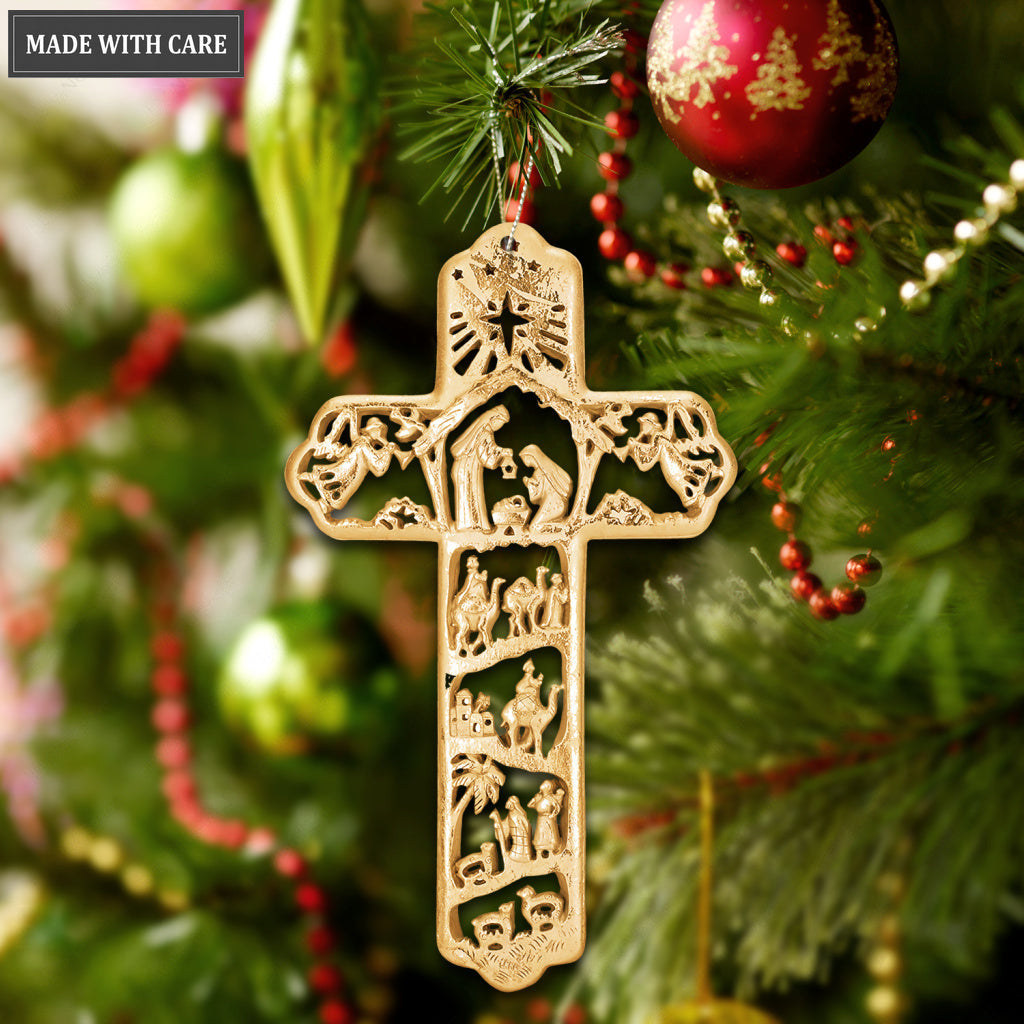 Nativity Cross Ornament