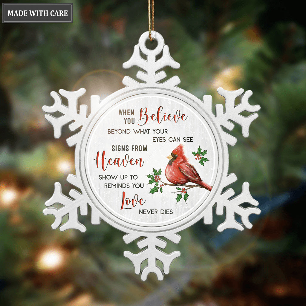 Snowflake Cardinal When You Believe Ornament