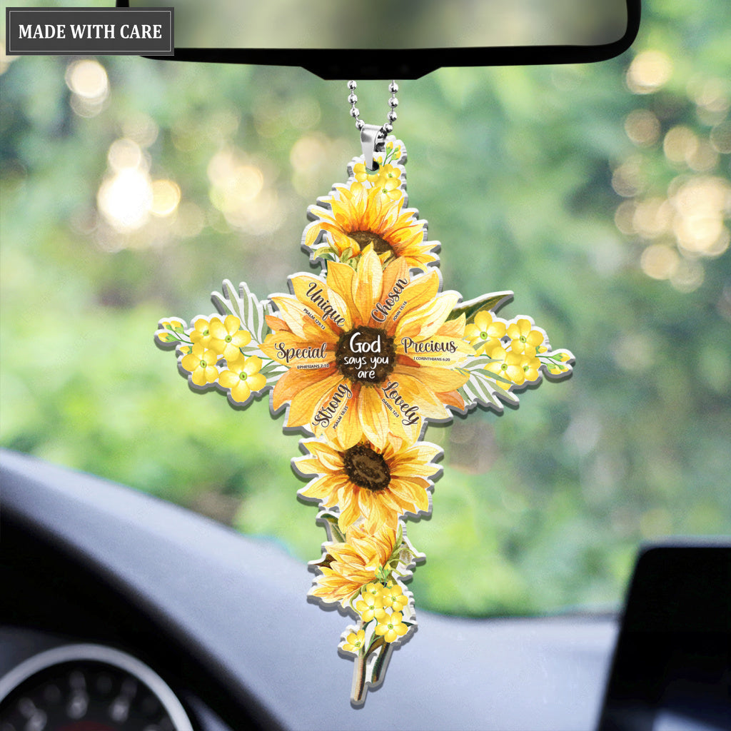 SUnflower God Says You Are Cross Ornament