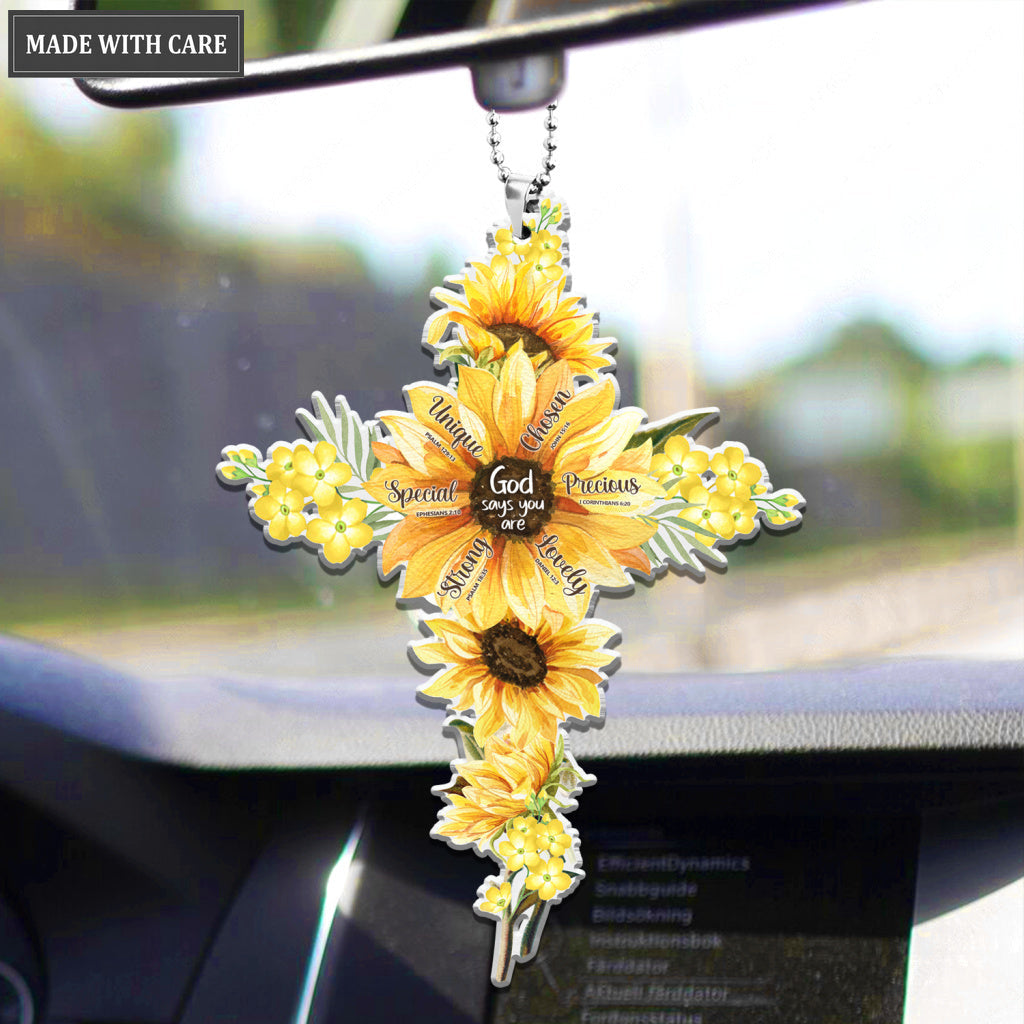 SUnflower God Says You Are Cross Ornament