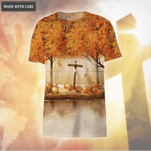 Autumn Maple Cross Fall For Jesus He Never Leaves Hoodie
