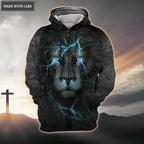Blue Light Lion Compass Way Maker Miracle Worker My God Hoodie