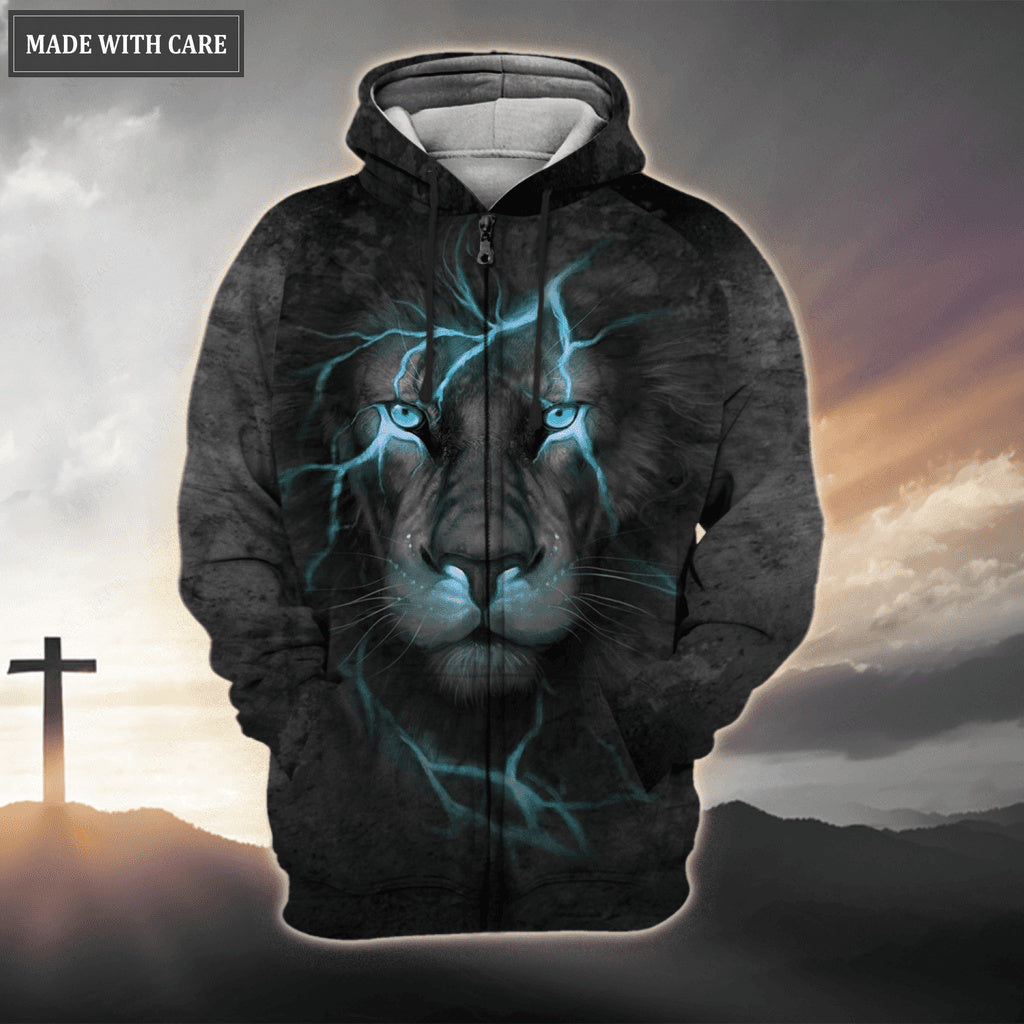 Blue Light Lion Compass Way Maker Miracle Worker My God Hoodie