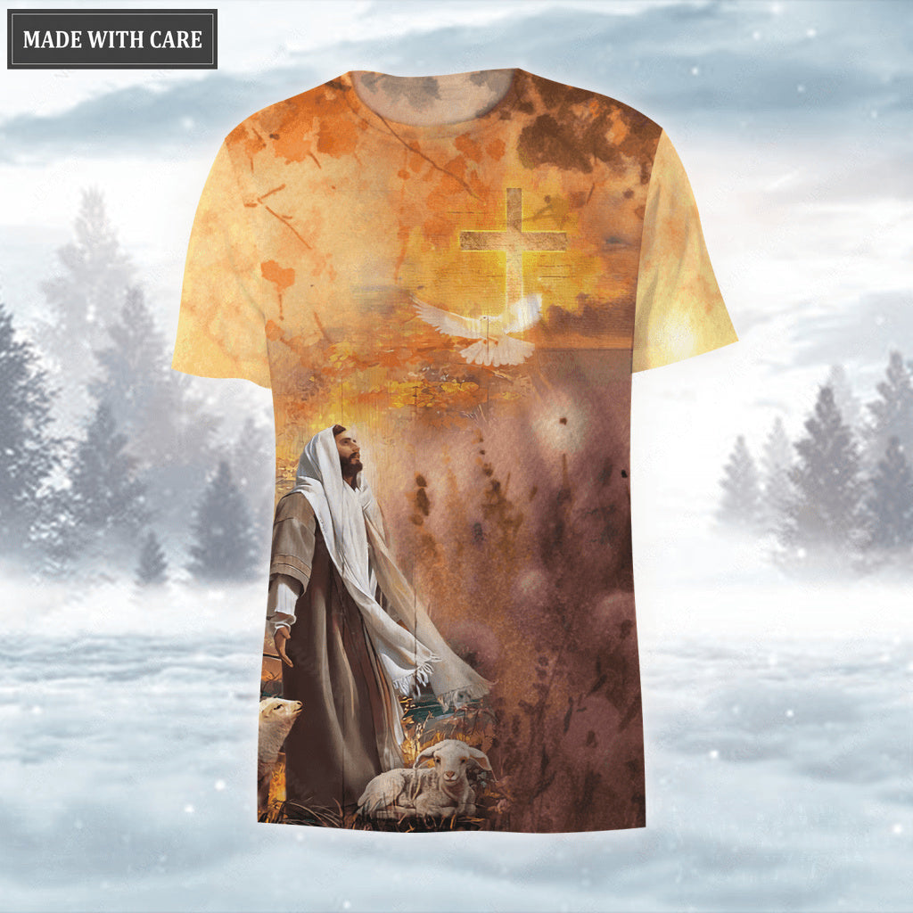 Dandelion Cross Light Peace Dove Fall For Jesus He Never Leaves Hoodie